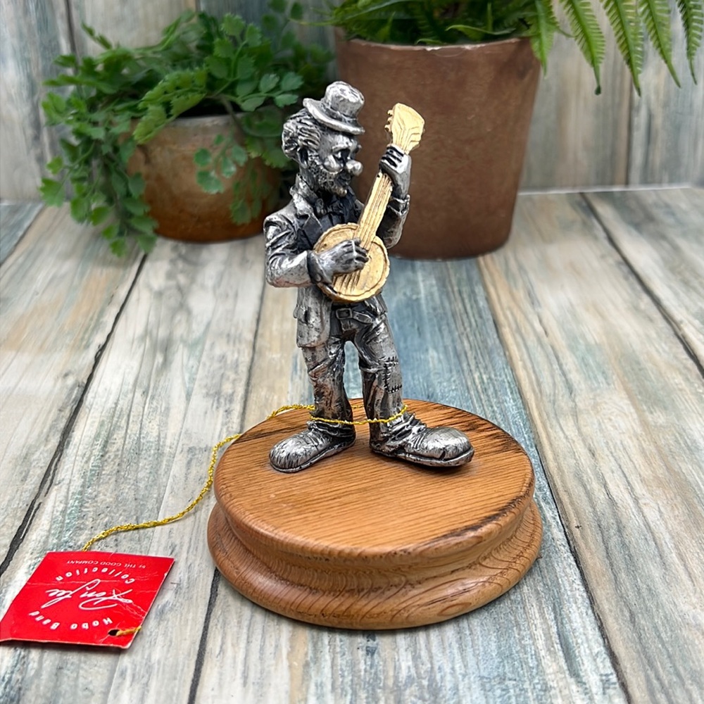 ⭐️Ron Lee Fine Pewter Band Collection Hobo Clown Figurine on Base Banjo player